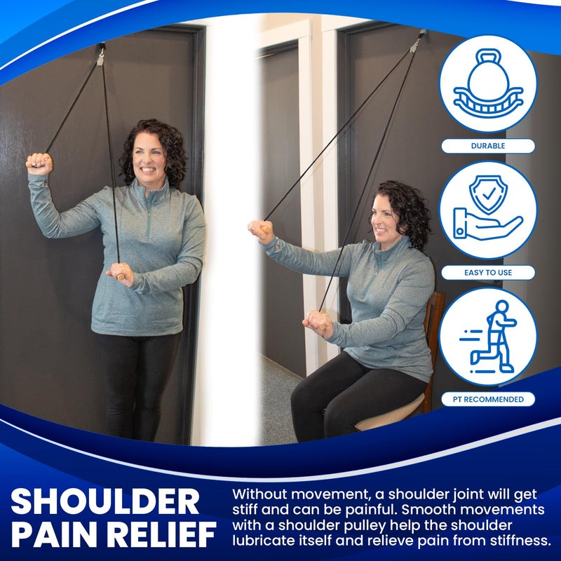RangeMaster EconoRanger Shoulder Pulley for Over The Door Physical Therapy | Arm Rehab, Rotator Cuff and Surgery Recovery, Pulleys to Alleviate Shoulder Pain | Metal Bracket Door Attachment (Black) - Image 3